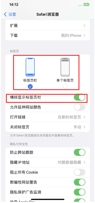 洮南苹果手机维修分享Safari浏览器如何切换标签栏位置 