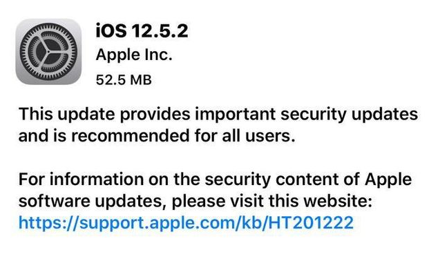 洮南苹果手机维修分享iOS12.5.2发布，建议所有老苹果用户安装 